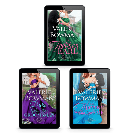Books 1-3 in the Lords in Disguise Regency historical romance series by Valerie Bowman in ebook format